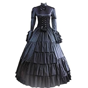 Women Long Sleeve Bowknot Stand Collar Fancy Dress X-Small,Black