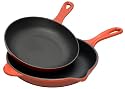 Le Creuset 2-Piece Enameled Cast-Iron Set with 8-Inch Omelet Pan and 9-Inch Skillet, Red
