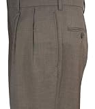 Traveler Suit Separate Pleated Front Trousers-Medium Brown Microcheck