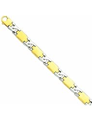 Genuine 14K Yellow Gold Two-Tone Gold Fancy Link Bracelet 9 Inches 100% Satisfaction Guaranteed.