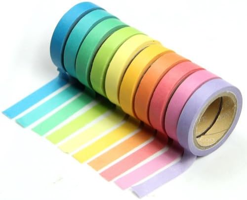 HUMASOL 10x Decorative Washi Rainbow Sticky Paper Masking Adhesive Tape Scrapbooking DIY