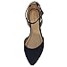 BAMBOO Women's Almond Toe Double Open Shank Skimmer With Ankle Strap