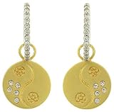 Matte Disc Earrings with Flush Set Dm on Pave Dm Hoops