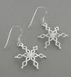Winter Snow Sterling Silver Sparkly Snowflake Earrings