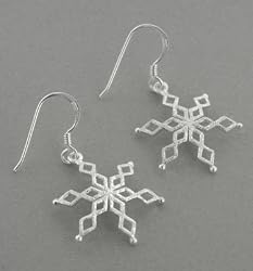 Winter Snow Sterling Silver Sparkly Snowflake Earrings