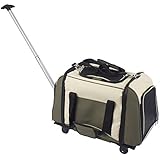 Bark and Meow Premium Pet Travel Tote Carrier Bag with Detachable Roller System and Silicone Pet Bowl for Dog and Cat DLC10081