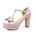 Latasa Women's Cute Bow T-strap High Heel Platform Round Toe Pumps, Sandal