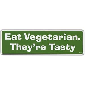 Amazon.com: Funny Bumper Sticker: Eat Vegetarian They're Tasty Vegan ...