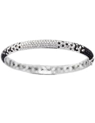 18K White Gold Black and White Diamond Pave Bangle Bracelet