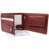 INSIDE COIN & SNAP BROWN LEATHER BI-FOLD MEN'S WALLET