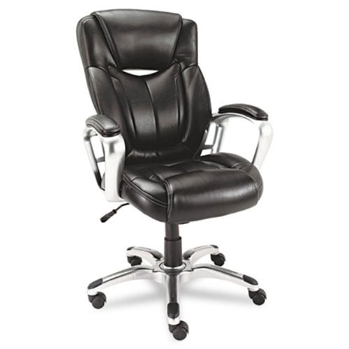 Carrera High Back Swivel and Tilt Leather Chair in Black and Aluminum On Sale