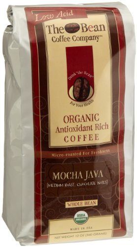 The Bean Coffee Company Mocha Java, Organic Whole Bean, 12-Ounce Bags (Pack of 2)