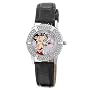 Armitron Women's 9100004 Betty Boop Crystal Accented Silver-Tone Black Leather Strap Character Watch