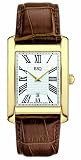 MOVADO Watch:ESQ by Movado Men's 07301366 Filmore Gold-Plated Case Brown Leather Silver Rectangle Dial Watch