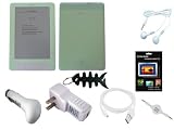 Premium Accessories Bundle for Amazon Kindle DX Wireless Reading Device (9.7" Display) includes: (Green Silicone Skin case Cover + USB Car Charger + USB Travel Charger + White USB Straight Data Cable + white 3.5mm retractable Aux cable + LCD Screen Protector + White Stereo earphone + Fishbone Keychain)