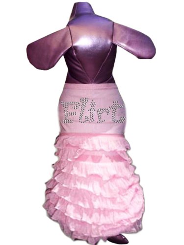 Pet Tease Flirt Frill Dog Dress, Small, Pink with Pink Frill with Rhinestone Lettering