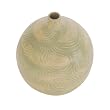 Handcrafted Spring Fresh Terracotta Balloon Vase With Green And Cream Swirl Design
