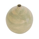 EXP Handcrafted Spring Fresh Terracotta Balloon Vase With Green And Cream Swirl Design