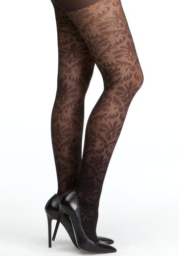 bebe Sheer Floral &Diamond Tights Accessories Blk-p/s