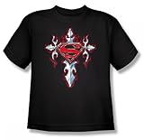 Superman - Gothic Steel Logo Youth T-Shirt In Black, Size: Large (14-16), Color: Black