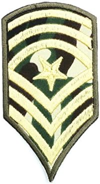 Sgt Sergeant Major Stripes Army Navy Military Camo Iron On Embroidered PatchApprox: 3.5"9cm x Approx: 1.9"/4.8cm By MNC Shop