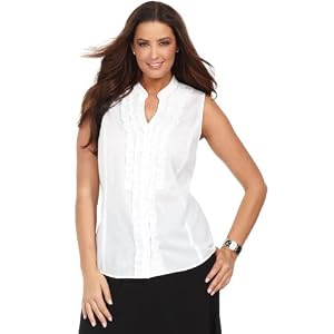 Buy AK Anne Klein Plus Size Shirt, Sleeveless Ruffled Snap by Anne Klein New York
