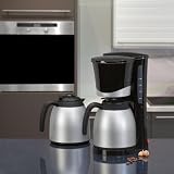 Produkt-Bild: LUXUS KAFFEEMASCHINE MIT 2 DOPPELWANDIGE THERMOKANNE, NACHTROPFSICHERUNG, 8-10 TASSEN, HERAUSNEHMBARER FILTEREINSATZ, SCHWARZ, 870 WATT, NEU + OVP