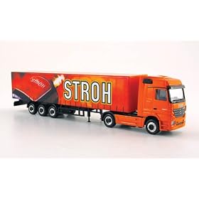 Mercedes Actros LH, Stroh Rum, bache de camion-tracteur, Model Car, Miniature d�j� mont�e, Herpa Magic 1:87