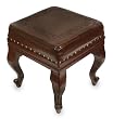 Leather and cedar ottoman, 'Inca Frieze'