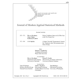 Click here to buy Journal of Modern Applied Statistical Methods.