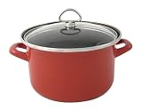 Chantal Enamel-On-Steel 4 Quart Soup Pot with Tempered Glass Lid, Glossy Cinnabar