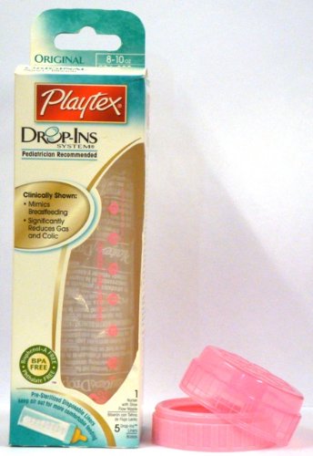 Playtex Drop-Ins System Original Nurser with 5 Liners, 8 Oz, [Pink] (Pack of 3)