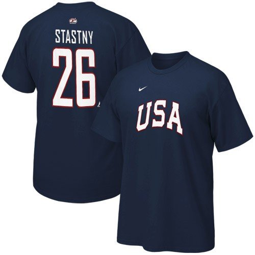 Nike 2010 Winter Olympics Team USA Hockey #26 Paul Stastny Navy Blue Player T-shirt