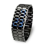 メタル バングル LED 腕時計 ブラック メンズ LED ブルー