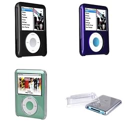 Speck Products iPod Nano 3G SeeThru Hard Case 3 Pack with Belt Clip - Color Clear / Black / Purple