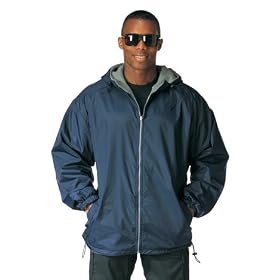 Navy Blue Reversible Fleece-Lined Nylon Hooded Jacket by Galaxy Army Navy