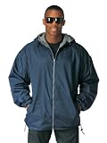 Navy Blue Reversible Fleece-Lined Nylon Hooded Jacket