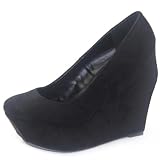 Qupid Womens Taken-01 Velvet Wedges High Heel Shoes