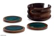 Green agate and cedar coasters, 'Rainforest' (set of 6)