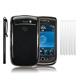 BLACKBERRY TORCH 9800 GEL CASE - BLACK, WITH 6 SCREEN PROTECTORS & 1 STYLUS ....