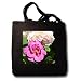 Shades of Pink A Peony and a Rose Floral Flowers - Black Tote Bag JUMBO 20w X 15h X 5d