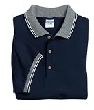 NEW Gildan Ultra Cotton - Pique Knit Sport Shirt with Jacquard Trim Navy/White/Nvy-S