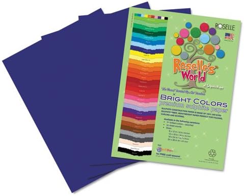 Roselle Bright Colors Suphite Construction Paper, 9 x 12 Inches, Dark Blue, 50 Sheets Per Package (74001)