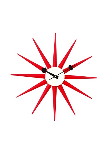 Telechron  Classic Wooden Sunburst Clock, Red