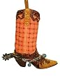 Country Western Plaid Cowboy Boot Christmas Ornament