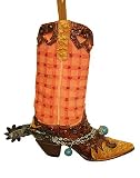 Country Western Plaid Cowboy Boot Christmas Ornament