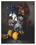 Vase of Flowers & Fruit von Germain Théodore Ribot, 21x26