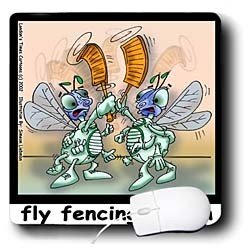 Londons Times Funny Bugs and Slugs Cartoons - Fly Fencing Match - Mouse Pads