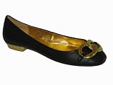 SOHO LAB Brianna Flat w/Gold Chain in Black