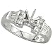 14K White Gold Channel Set Round & Baguette Diamond Semi Mount Engagement Ring